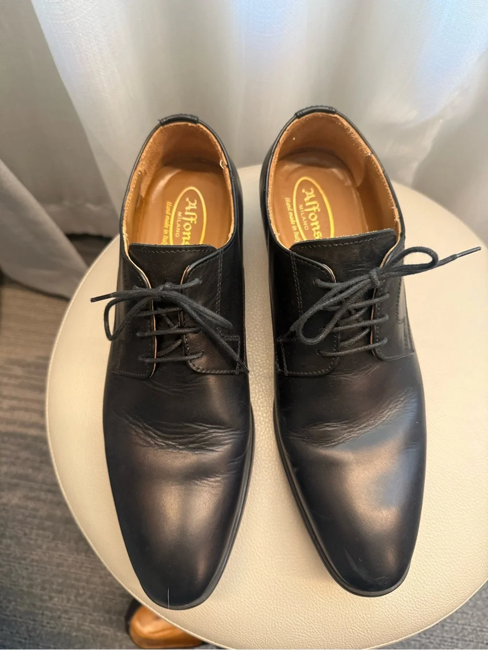 Alfonsi Milano Men’s Black Leather Derby Dress Shoes EU 41 Italy